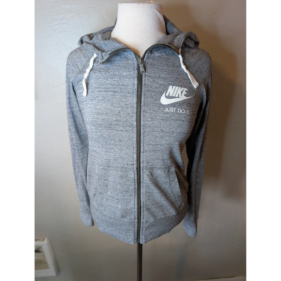 Nike Tops - Nike Heather Gray Womens full zip lightweight hoodie size Small